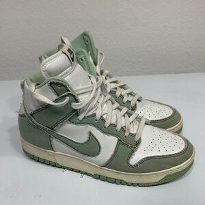 Green and White Nike High-Top Sneakers